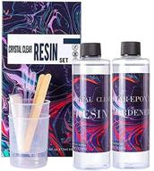 🎨 16oz crystal clear epoxy resin kit for diy art, craft, jewelry making | river tables, bonus gloves | easy cast resin kit for beginners | includes 2 sticks, 2 graduated cups, 2 pairs gloves logo