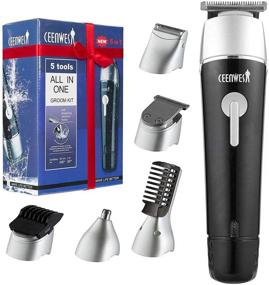 img 4 attached to 💈 CEENWES Waterproof 5-in-1 Man's Grooming Kit - Upgraded Hair Clippers, Professional Beard Trimmer, Dual Shaver, Rechargeable Body Trimmer, Nose Hair Trimmer - Cordless Precision Trimmer