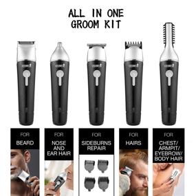 img 2 attached to 💈 CEENWES Waterproof 5-in-1 Man's Grooming Kit - Upgraded Hair Clippers, Professional Beard Trimmer, Dual Shaver, Rechargeable Body Trimmer, Nose Hair Trimmer - Cordless Precision Trimmer