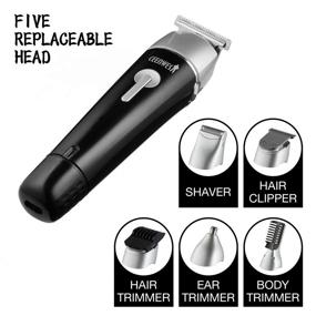 img 3 attached to 💈 CEENWES Waterproof 5-in-1 Man's Grooming Kit - Upgraded Hair Clippers, Professional Beard Trimmer, Dual Shaver, Rechargeable Body Trimmer, Nose Hair Trimmer - Cordless Precision Trimmer