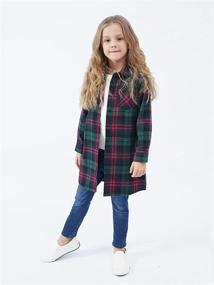 img 3 attached to Black Girls' Flannel Shirt with Sleeve Buttons – Clothing, Tops, Tees & Blouses