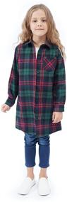 img 4 attached to Black Girls' Flannel Shirt with Sleeve Buttons – Clothing, Tops, Tees & Blouses