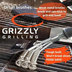 img 1 attached to 🔥 Grizzly Grilling Grill Brush and Scraper - Bristle-Free Stainless Steel BBQ Cleaning Tool - No-Wire Scrubber Ideal for Gas/Charcoal/Porcelain Grill Grates - Safe Barbecue Accessories