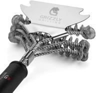 🔥 grizzly grilling grill brush and scraper - bristle-free stainless steel bbq cleaning tool - no-wire scrubber ideal for gas/charcoal/porcelain grill grates - safe barbecue accessories logo