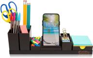 🧲 enhance productivity with the office oasis magnetic desk organizer – bamboo base, customizable trays (black) логотип