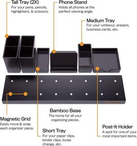 img 1 attached to 🧲 Enhance Productivity with the Office Oasis Magnetic Desk Organizer – Bamboo Base, Customizable Trays (Black)