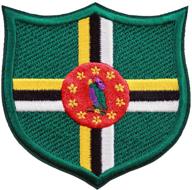 🌍 world flags embroidered patch shield - over 100 custom countries! europe, asia, americas, africa - iron/sew on - 100% made in usa - dominica 3.3 logo