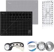 🔪 texas neuman rotary cutter set a3 self healing cutting mat set with 45mm fabric cutter and 2 replacement blades - the ultimate tool for crafting, sewing, patchworking, crochet, knitting, quilting, and more black logo