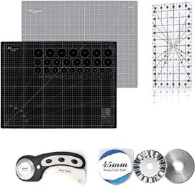 img 4 attached to 🔪 Texas Neuman Rotary Cutter Set A3 Self Healing Cutting Mat Set with 45mm Fabric Cutter and 2 Replacement Blades - The Ultimate Tool for Crafting, Sewing, Patchworking, Crochet, Knitting, Quilting, and More Black