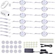 🔆 12 pack of dimmable 12v led puck lights for kitchen counter, closet, cupboard, bookcase display - daywhite логотип