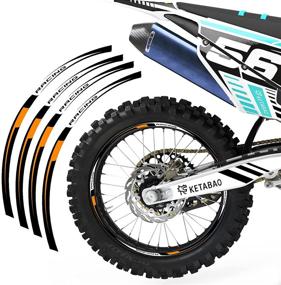 img 4 attached to KETABAO MX Bike Rim Tape R02 Decals Stickers Protector 21 18 Inch Compatible With CRF250 F L CRF250RX CRF250X (Orange)