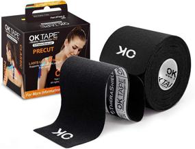 img 4 attached to 🩹 OK TAPE Kinesiology Tape - 20 Strips Precut, Latex Free, Waterproof - Athletic Tape for Pain Relief, Knee Support, Muscle Stabilization - 2inch x 16.4 feet Roll, Black