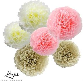 img 2 attached to 🎉 Liya Party Decoration Set: 15 Tassels, 6 Paper Pom Poms, 2 Circle Garlands - Perfect for Bridal Showers, Bachelorette, Wedding and Birthday Parties in Pink, Rose Gold, Copper, Cream, Polka Dots