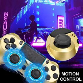 img 3 attached to 🎮 2-Pack AUGEX Game Controllers for PS4, Wireless Controller Compatible with PlayStation 4 Console; AUGEX Remote Control Works with PS4 System, Dual Vibration Game Joystick (Gold Blue)