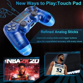 img 2 attached to 🎮 2-Pack AUGEX Game Controllers for PS4, Wireless Controller Compatible with PlayStation 4 Console; AUGEX Remote Control Works with PS4 System, Dual Vibration Game Joystick (Gold Blue)