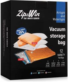 img 4 attached to 📦 Zip&Win Vacuum Storage Bags 12 Pack Variety - Space Saver 16x24 to 28x40 - Seasonal Clothes, Duvets, Pillows, Blankets