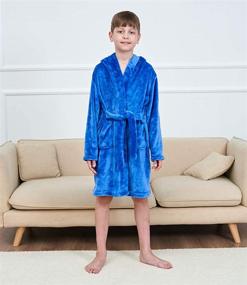 img 3 attached to Tunoluker Boys Bathrobes, Soft Plush Hooded Robes for Toddler Kids- Cozy Fleece Pajamas Sleepwear - Boys &amp; Girls