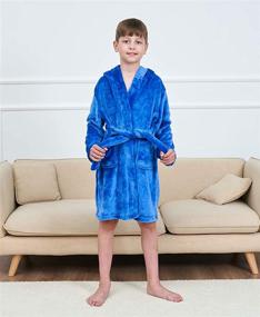 img 2 attached to Tunoluker Boys Bathrobes, Soft Plush Hooded Robes for Toddler Kids- Cozy Fleece Pajamas Sleepwear - Boys &amp; Girls