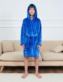 img 1 attached to Tunoluker Boys Bathrobes, Soft Plush Hooded Robes for Toddler Kids- Cozy Fleece Pajamas Sleepwear - Boys &amp; Girls