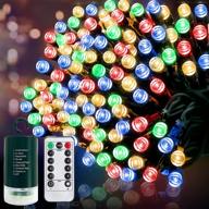 🎄 turnmeon multicolor christmas string lights - 66ft 200 led decoration with timer, remote, 8 modes | battery operated green wire | waterproof for home indoor outdoor xmas tree yard garden patio логотип