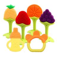 👶 bpa free silicone baby teethers: 6-pack teething toys for natural brain development and soothing infant gums logo