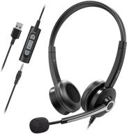 nulaxy computer headset with microphone, wired 3.5mm jack headphones for business with 🎧 noise cancelling mic, inline control, pc headset for skype, webinar, office, classroom, and home logo