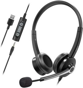 img 4 attached to Nulaxy Computer Headset with Microphone, Wired 3.5mm Jack Headphones for Business with 🎧 Noise Cancelling Mic, Inline Control, PC Headset for Skype, Webinar, Office, Classroom, and Home