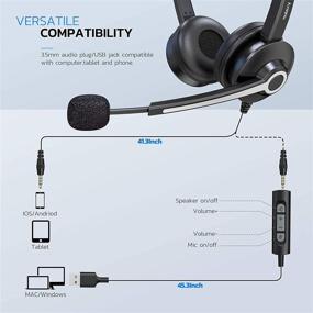 img 2 attached to Nulaxy Computer Headset with Microphone, Wired 3.5mm Jack Headphones for Business with 🎧 Noise Cancelling Mic, Inline Control, PC Headset for Skype, Webinar, Office, Classroom, and Home