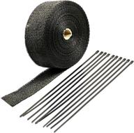 🔥 vvivid black fiberglass heat shield exhaust wrap roll - includes 10 free stainless steel locking zip ties (4"x25ft) logo