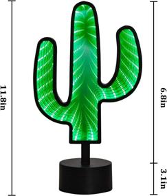 img 3 attached to 🌵 Infinity Mirror Tunnel Light - Double-Sided LED 3D Mirror Table Night Light with Base - Bedroom Living Room Hallway Holiday Party Decoration (Cactus)