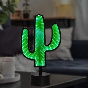 img 4 attached to 🌵 Infinity Mirror Tunnel Light - Double-Sided LED 3D Mirror Table Night Light with Base - Bedroom Living Room Hallway Holiday Party Decoration (Cactus)