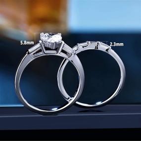 img 2 attached to 💍 Newshe Women's Wedding Rings Set - 925 Sterling Silver 1.9Ct CZ Pear Teardrop - Sizes 5-10