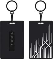 🔑 tesla model 3, model y silicone key card holder & key chain: secure and stylish accessory logo