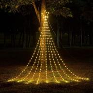 🎄 290 led waterfall tree lights with 11" topper star: festive christmas decorations for indoor and outdoor home decor, weddings, parties, and holiday celebrations - warm white логотип