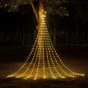 img 4 attached to 🎄 290 LED Waterfall Tree Lights with 11" Topper Star: Festive Christmas Decorations for Indoor and Outdoor Home Decor, Weddings, Parties, and Holiday Celebrations - Warm White