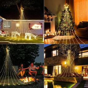 img 1 attached to 🎄 290 LED Waterfall Tree Lights with 11" Topper Star: Festive Christmas Decorations for Indoor and Outdoor Home Decor, Weddings, Parties, and Holiday Celebrations - Warm White