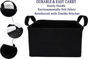 img 3 attached to 📦 Felt Storage Basket with Handles - Collapsible Organizer Box for Bedroom, Office, and Closet (Black, 14.2L×10.3W×8.7H)