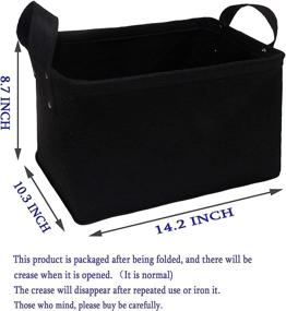 img 2 attached to 📦 Felt Storage Basket with Handles - Collapsible Organizer Box for Bedroom, Office, and Closet (Black, 14.2L×10.3W×8.7H)