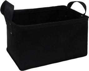 img 4 attached to 📦 Felt Storage Basket with Handles - Collapsible Organizer Box for Bedroom, Office, and Closet (Black, 14.2L×10.3W×8.7H)