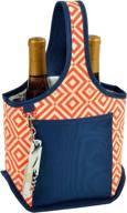 🍷 picnic at ascot stylish 2 bottle wine tote with corkscrew: orange/navy - perfect travel companion for wine enthusiasts logo
