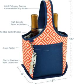 img 2 attached to 🍷 Picnic at Ascot Stylish 2 Bottle Wine Tote with Corkscrew: Orange/Navy - Perfect Travel Companion for Wine Enthusiasts