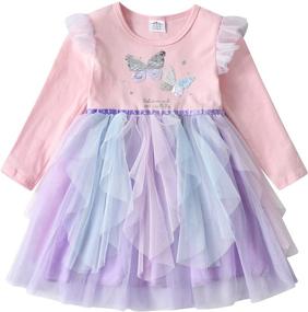 img 4 attached to 👗 DXTON Kids Girls Long Sleeve Tutu Winter Party Dresses for 2-8T