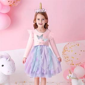 img 3 attached to 👗 DXTON Kids Girls Long Sleeve Tutu Winter Party Dresses for 2-8T