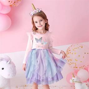 img 2 attached to 👗 DXTON Kids Girls Long Sleeve Tutu Winter Party Dresses for 2-8T