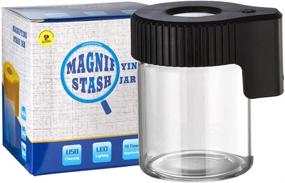 img 4 attached to Honeypuff Clear Stash Jars with LED Light and Magnifying Lid - Glass Container for Transparent Mag Viewing - Black