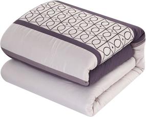 img 2 attached to ✨ Chic Home Katrin 20 Piece Comforter Set - Stylish Plum King Bedding with Geometric Embroidery and Coordinated Accessories