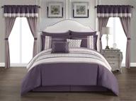✨ chic home katrin 20 piece comforter set - stylish plum king bedding with geometric embroidery and coordinated accessories logo