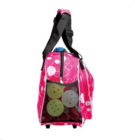 img 3 attached to Pik'le'Ball Women's Premium Pickleball Bag - The Original Pickleball Tote with Water Bottle Holder, Racquet/Paddle Case. Accommodates More Than 2 Paddles. Versatile Athletic Sling Bag in Pink/Blue