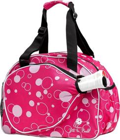 img 4 attached to Pik'le'Ball Women's Premium Pickleball Bag - The Original Pickleball Tote with Water Bottle Holder, Racquet/Paddle Case. Accommodates More Than 2 Paddles. Versatile Athletic Sling Bag in Pink/Blue