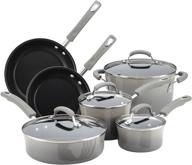 sea-salt gray rachael ray brights nonstick cookware set: pots and pans logo